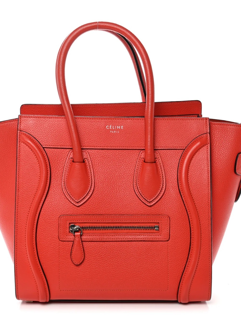 Celine Red Textured Leather Luggage Tote